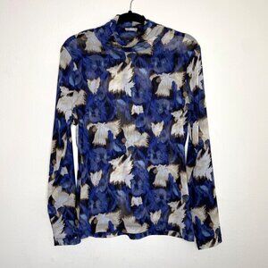 White House‎ Black Market Sheer Floral Long Sleeve Top Womens Size L